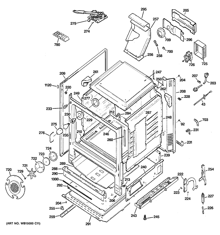 BODY PARTS Diagram and Parts List for JGB600SET2SS  General Electric Range