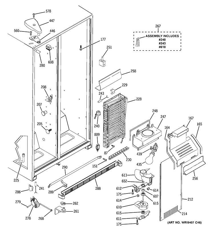 FREEZER SECTION Diagram and Parts List for GSS22SGRBSS  General Electric Refrigerator