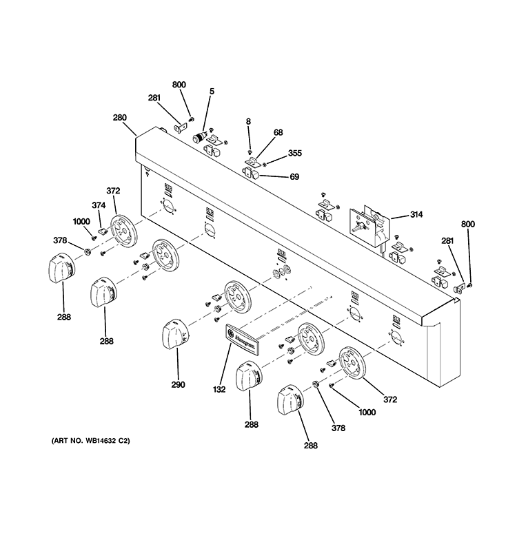 CONTROL PANEL Diagram and Parts List for ZGU364LDP6SS  General Electric Cooktop