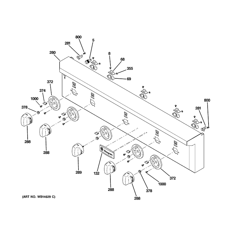 CONTROL PANEL Diagram and Parts List for ZGU364LRP5SS  General Electric Cooktop