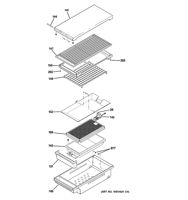 GRILL ASSEMBLY Diagram and Parts List for ZGU364LRP5SS  General Electric Cooktop