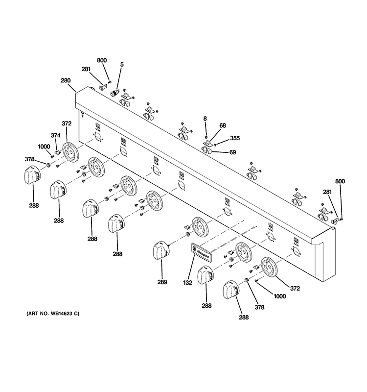 CONTROL PANEL Diagram and Parts List for ZGU486LRP5SS  General Electric Cooktop