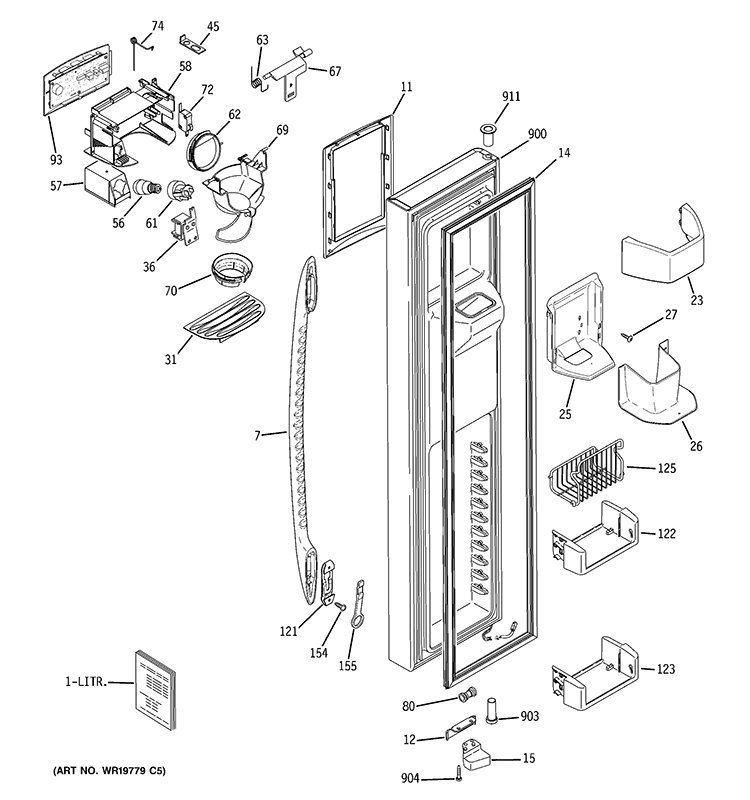FREEZER DOOR Diagram and Parts List for PSC23MGSACC  General Electric Refrigerator