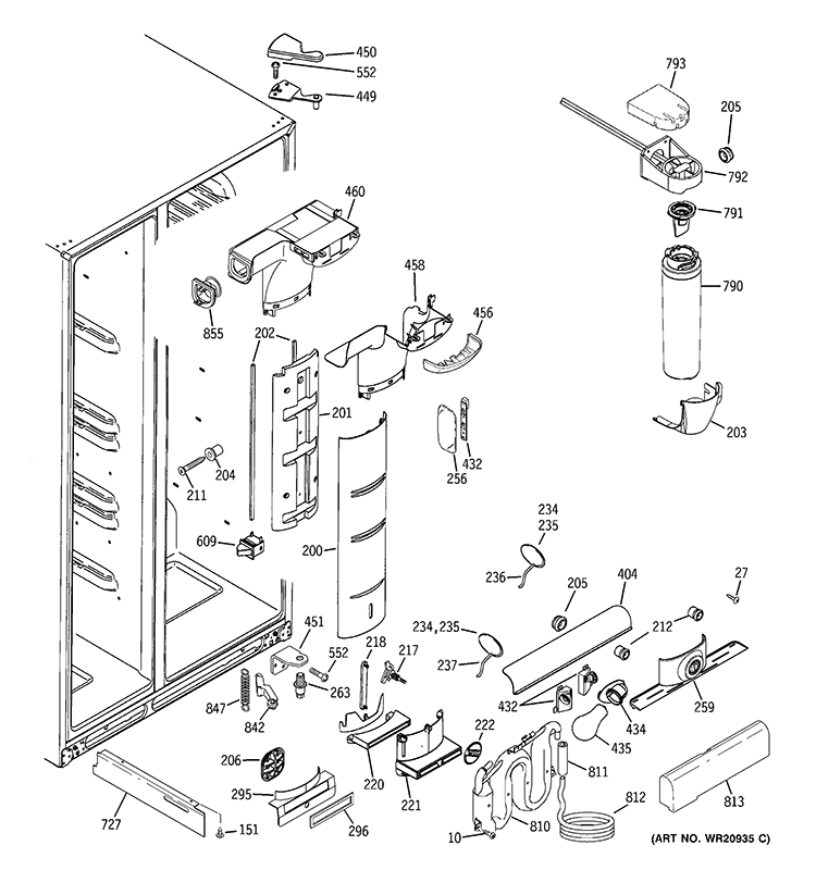 FRESH FOOD SECTION Diagram and Parts List for RCA24VGBBFSS  General Electric Refrigerator
