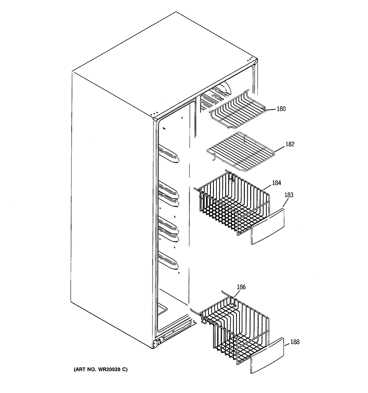 FREEZER SHELVES Diagram and Parts List for RCE24KGBBFNB  General Electric Refrigerator
