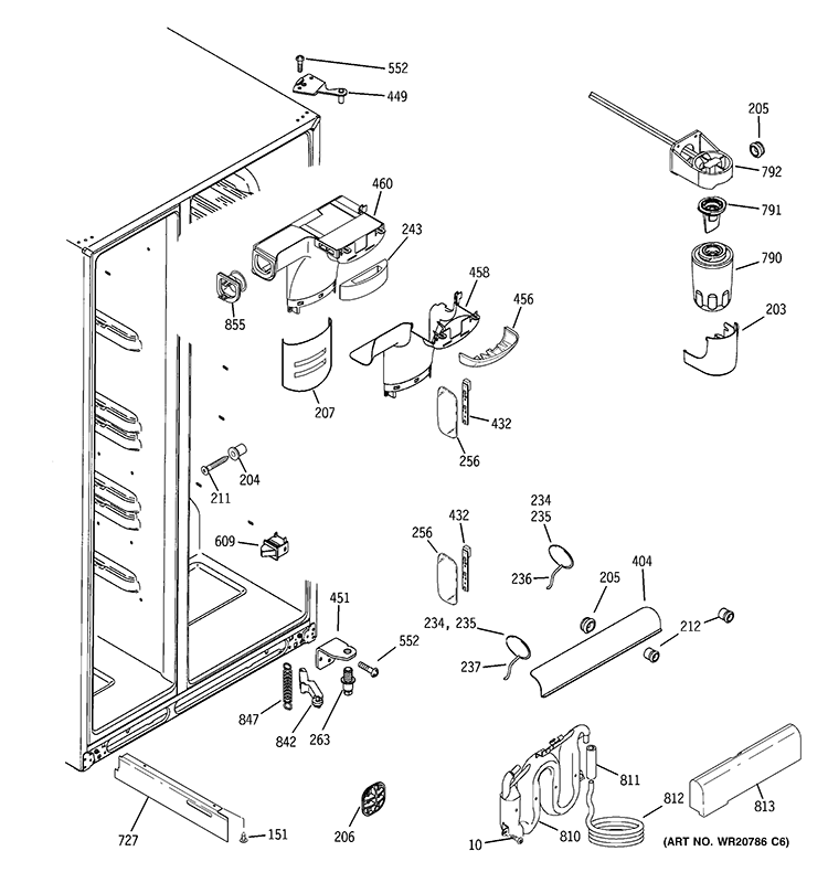 FRESH FOOD SECTION Diagram and Parts List for RCE24KGBBFNB  General Electric Refrigerator
