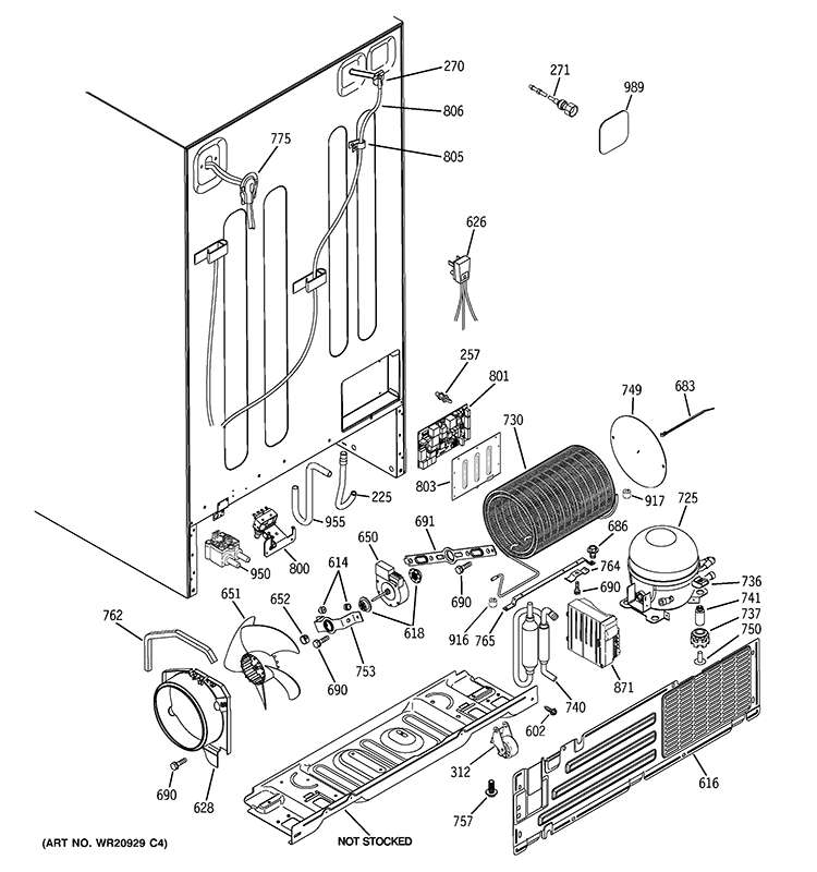 SEALED SYSTEM & MOTHER BOARD Diagram and Parts List for RCE24VGBBFSS  General Electric Refrigerator