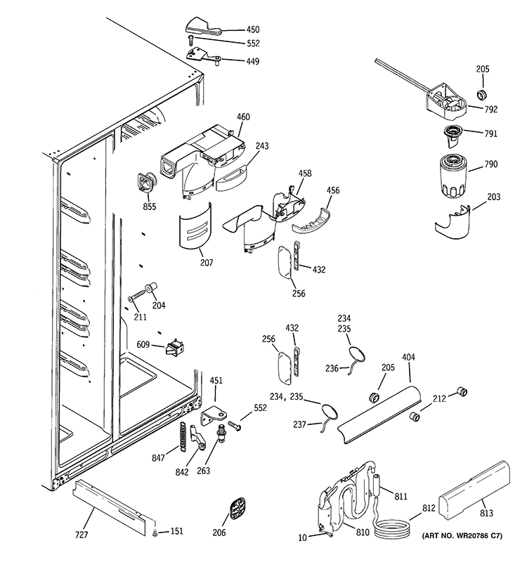 FRESH FOOD SECTION Diagram and Parts List for RCU24KGBBFWW  General Electric Refrigerator