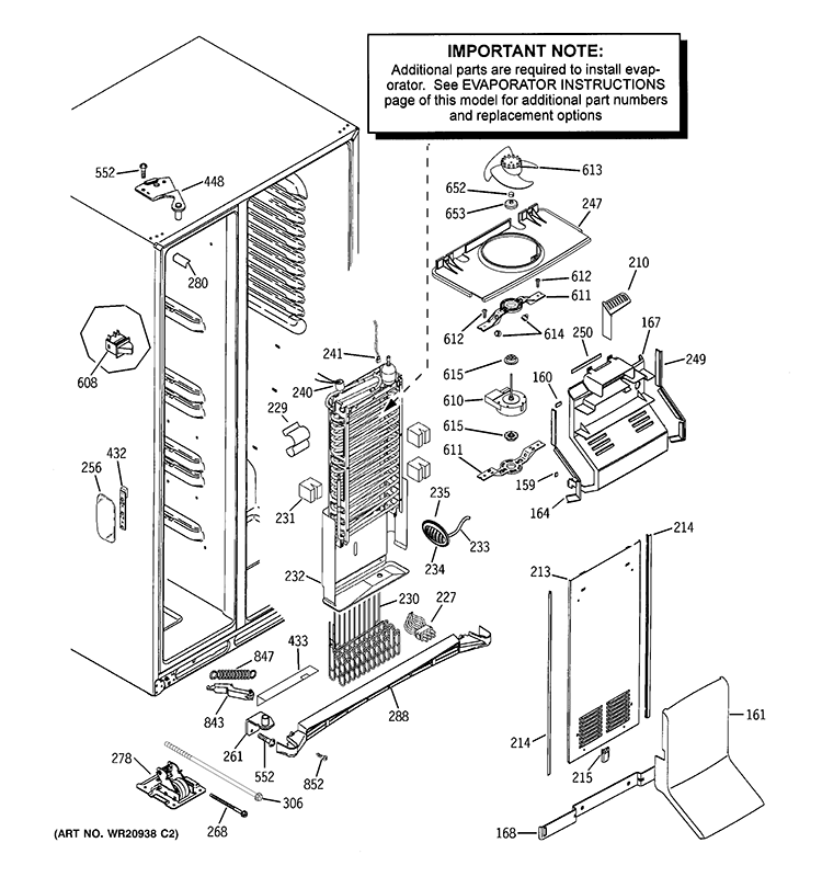 FREEZER SECTION Diagram and Parts List for RCU25RGBBFSV  General Electric Refrigerator