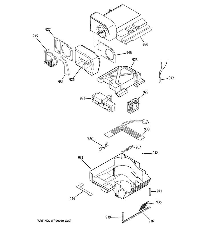 CUSTOM COOL Diagram and Parts List for RCU25RGBBFSV  General Electric Refrigerator