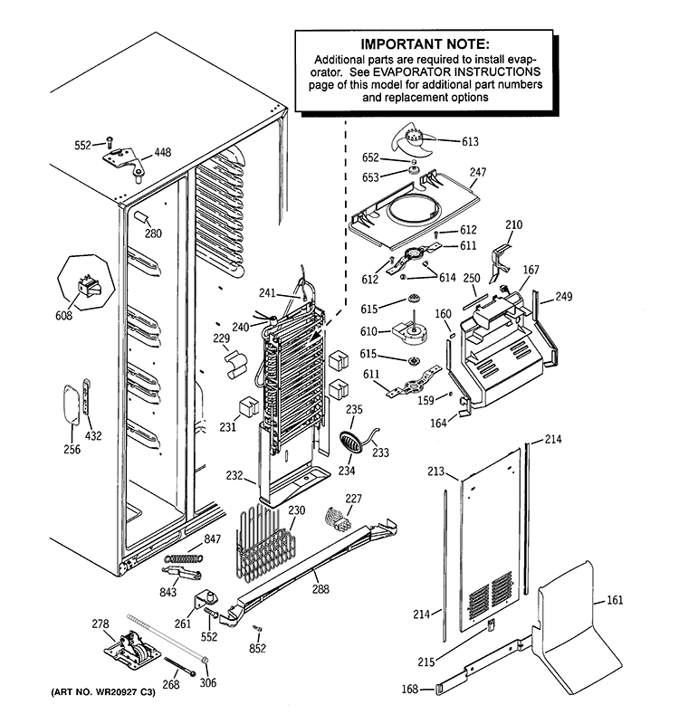 FREEZER SECTION Diagram and Parts List for RIE24VGBBFSV  General Electric Refrigerator