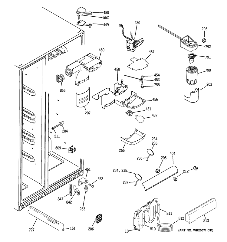 FRESH FOOD SECTION Diagram and Parts List for GCE21LGYDFSS  General Electric Refrigerator