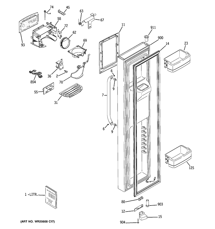 FREEZER DOOR Diagram and Parts List for GCE21LGYDFWW  General Electric Refrigerator