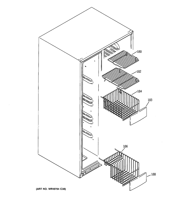 FREEZER SHELVES Diagram and Parts List for GCE21LGYDFWW  General Electric Refrigerator