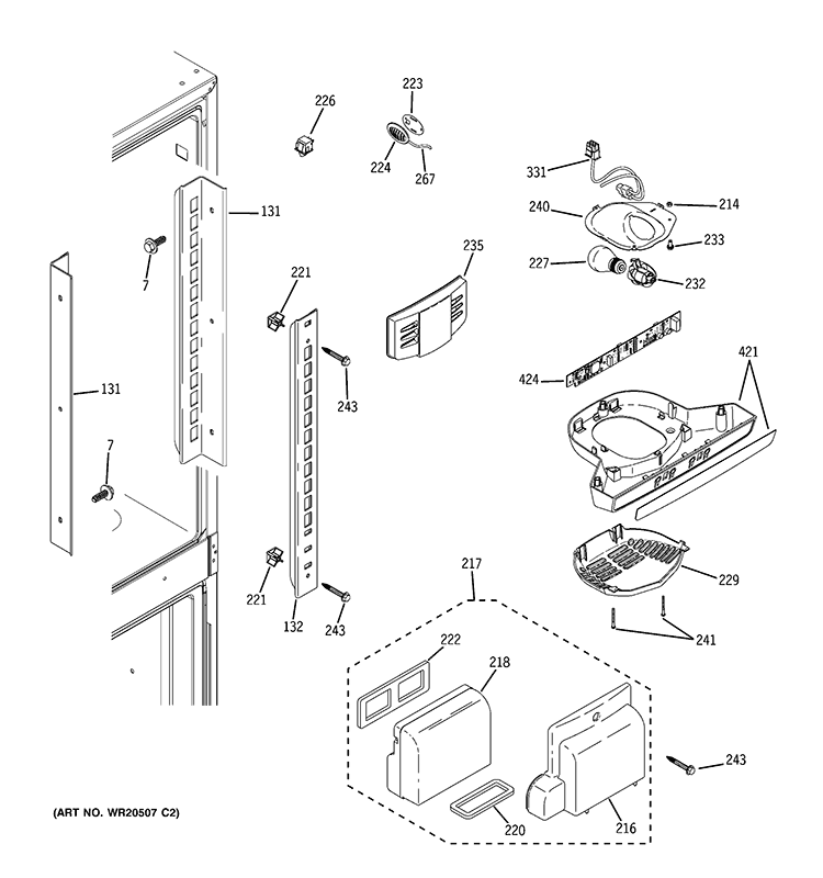FRESH FOOD SECTION Diagram and Parts List for GFSS2HCYHSS  General Electric Refrigerator