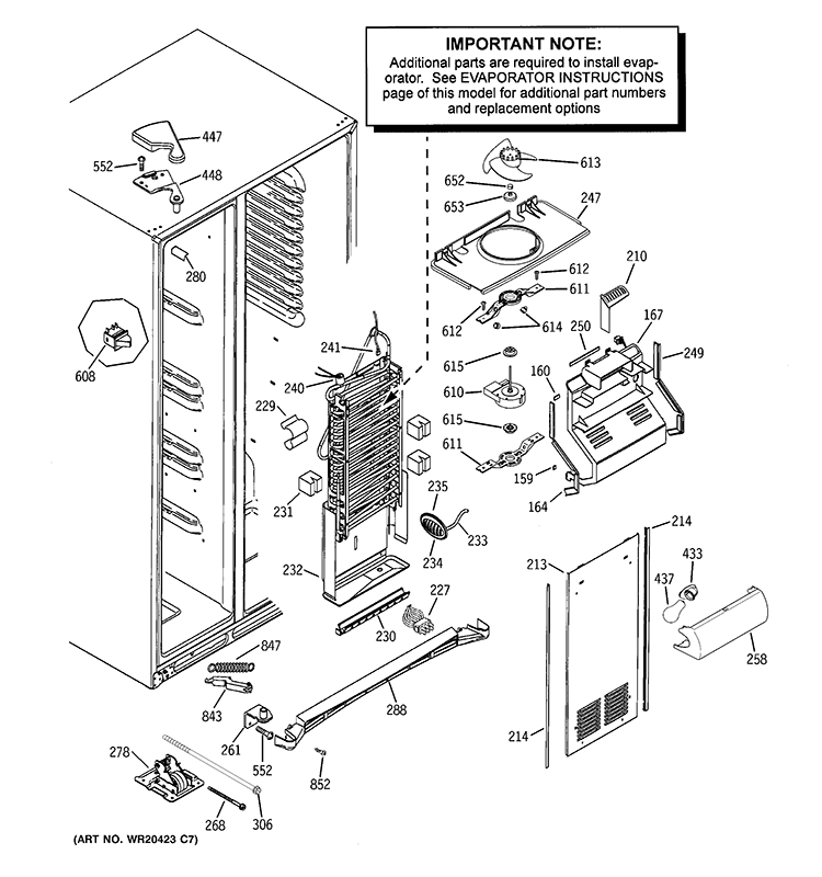 FREEZER SECTION Diagram and Parts List for GSCF3PGXGFWW  General Electric Refrigerator
