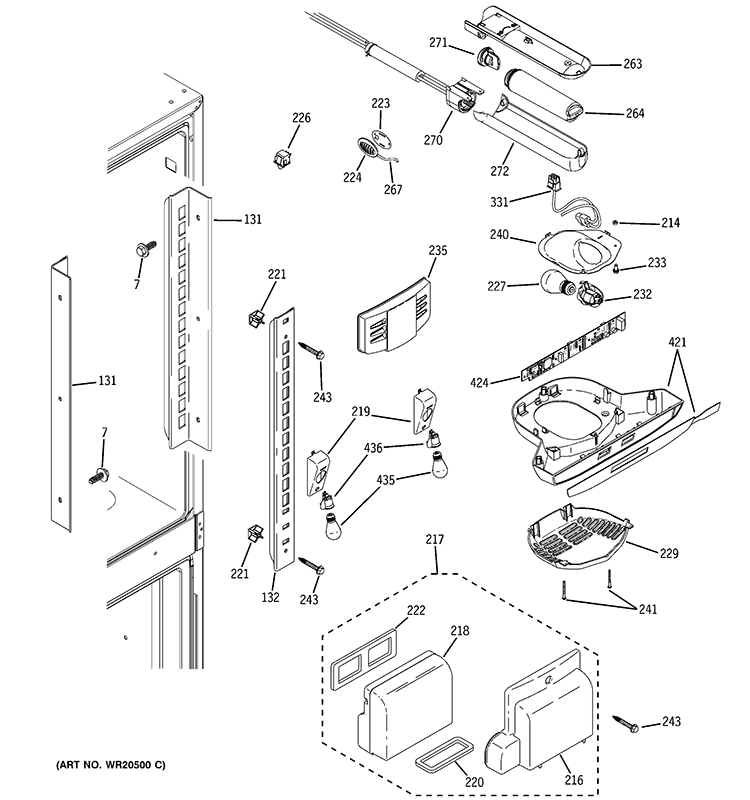 FRESH FOOD SECTION Diagram and Parts List for PFSF0MFZGBB  General Electric Refrigerator