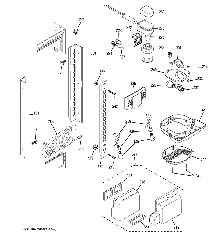 FRESH FOOD SECTION Diagram and Parts List for PFSF2MJYHWW  General Electric Refrigerator