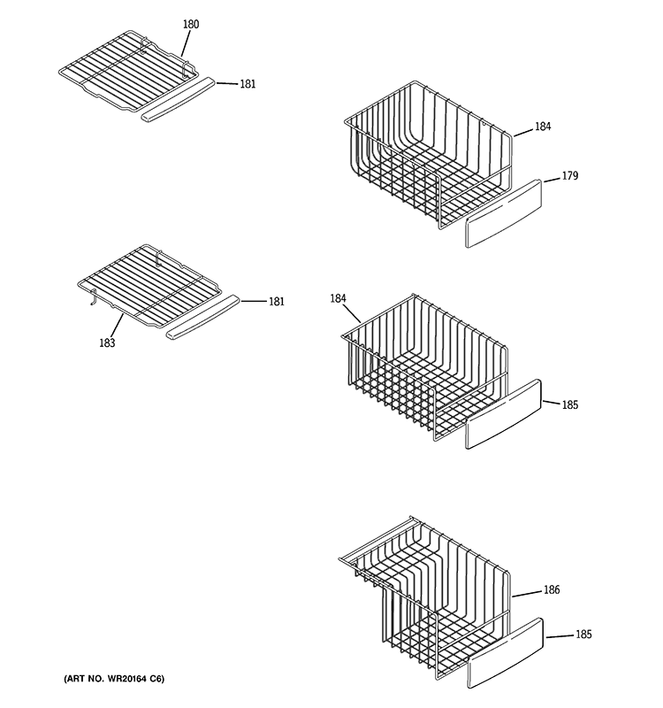 FREEZER SHELVES Diagram and Parts List for PSCS3RGXGFSS  General Electric Refrigerator