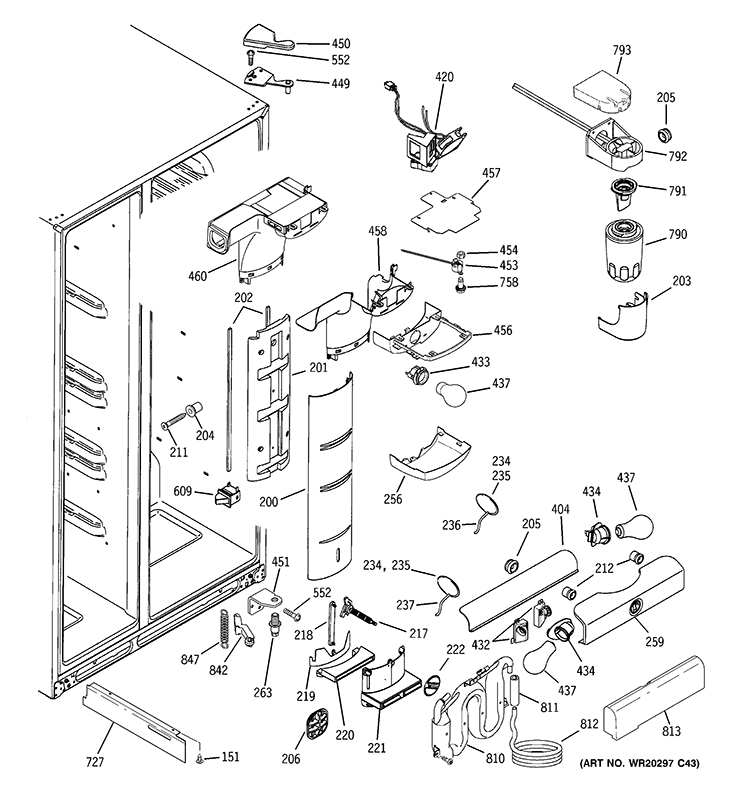 FRESH FOOD SECTION Diagram and Parts List for PSCS3RGXGFSS  General Electric Refrigerator