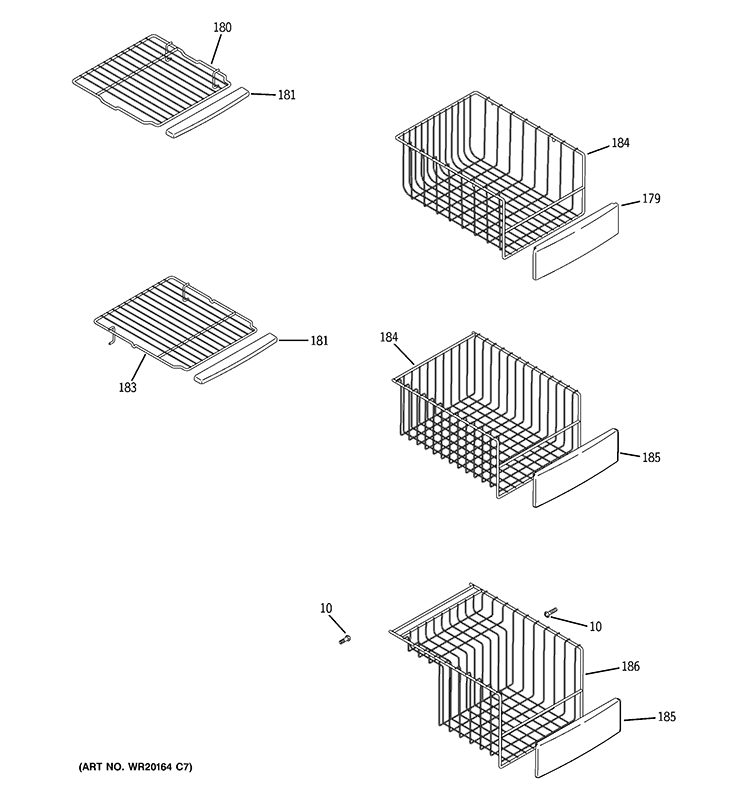 FREEZER SHELVES Diagram and Parts List for PSIC3RGXGFBV  General Electric Refrigerator