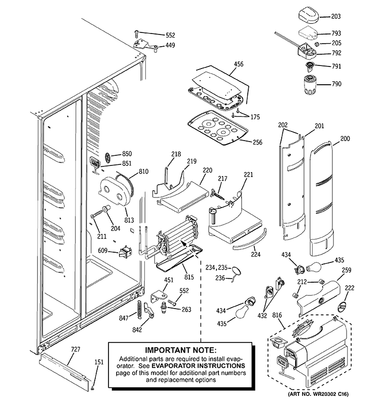 FRESH FOOD SECTION Diagram and Parts List for PSDW3YGXGFSS  General Electric Refrigerator