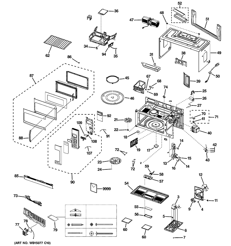 MICROWAVE Diagram and Parts List for PVM2170DR1BB  General Electric Microwave