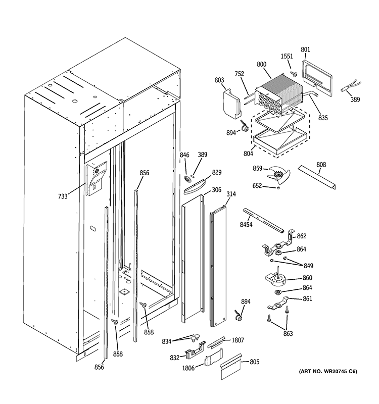 FREEZER SECTION Diagram and Parts List for ZISB480DXA  General Electric Refrigerator