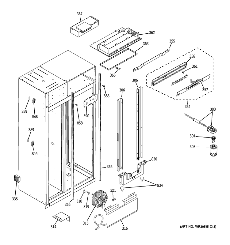 FRESH FOOD SECTION Diagram and Parts List for ZISS480DXASS  General Electric Refrigerator