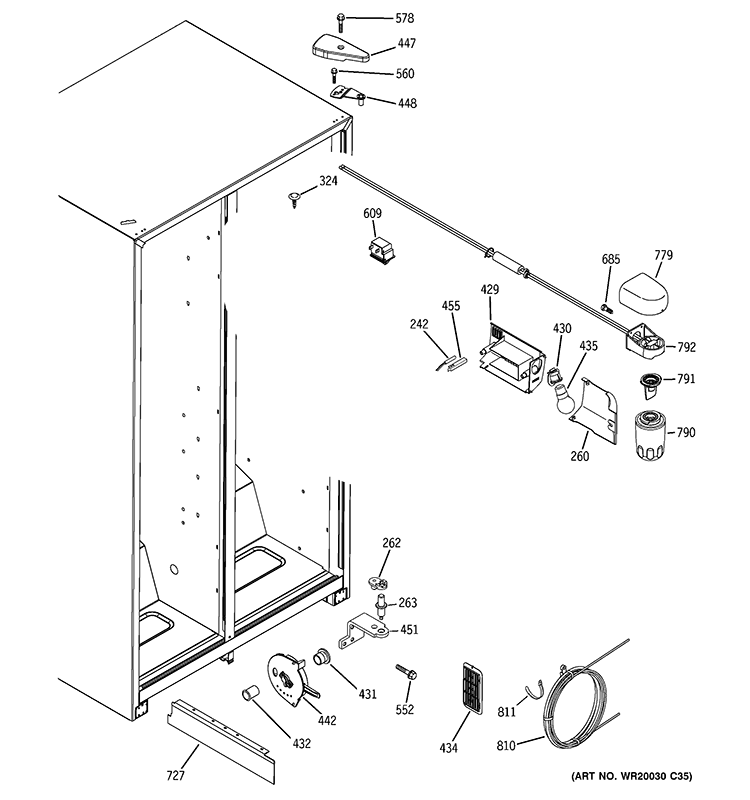 FRESH FOOD SECTION Diagram and Parts List for GSH22IFTECC  General Electric Refrigerator