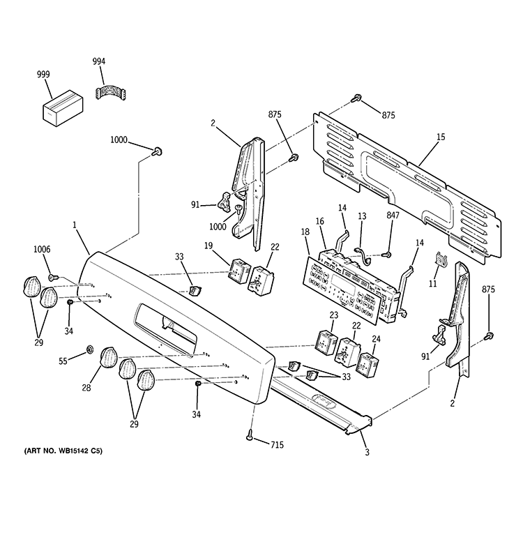 CONTROL PANEL Diagram and Parts List for JB705ST3SS  General Electric Range