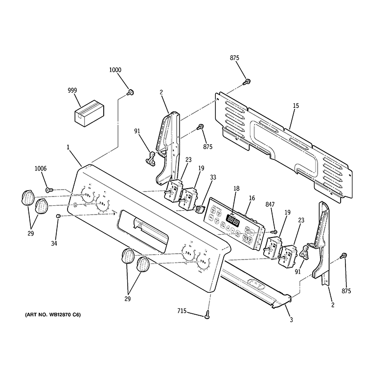 CONTROL PANEL Diagram and Parts List for JBP28DR3CC  General Electric Range