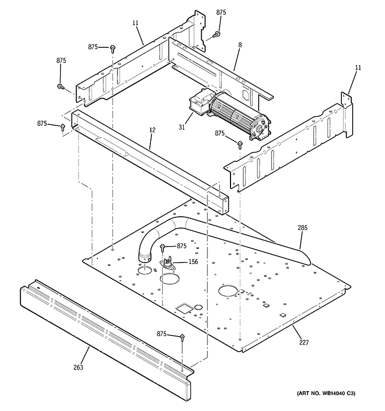 CENTER SPACER Diagram and Parts List for JTP35BM2BB  General Electric Wall Oven