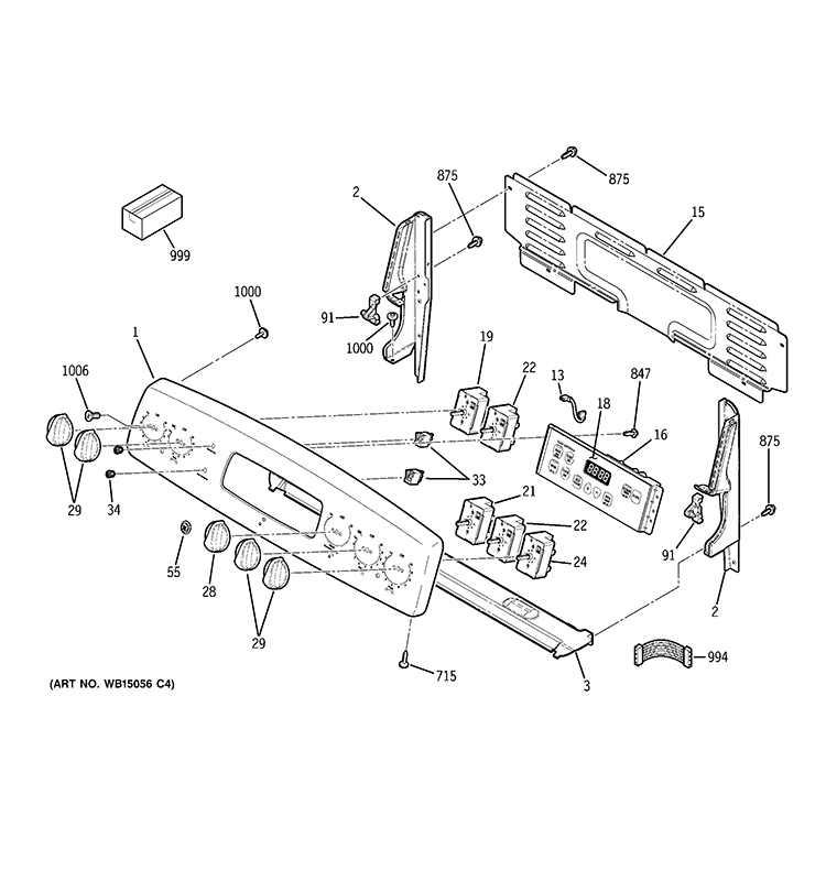 CONTROL PANEL Diagram and Parts List for JB705DT1BB  General Electric Range