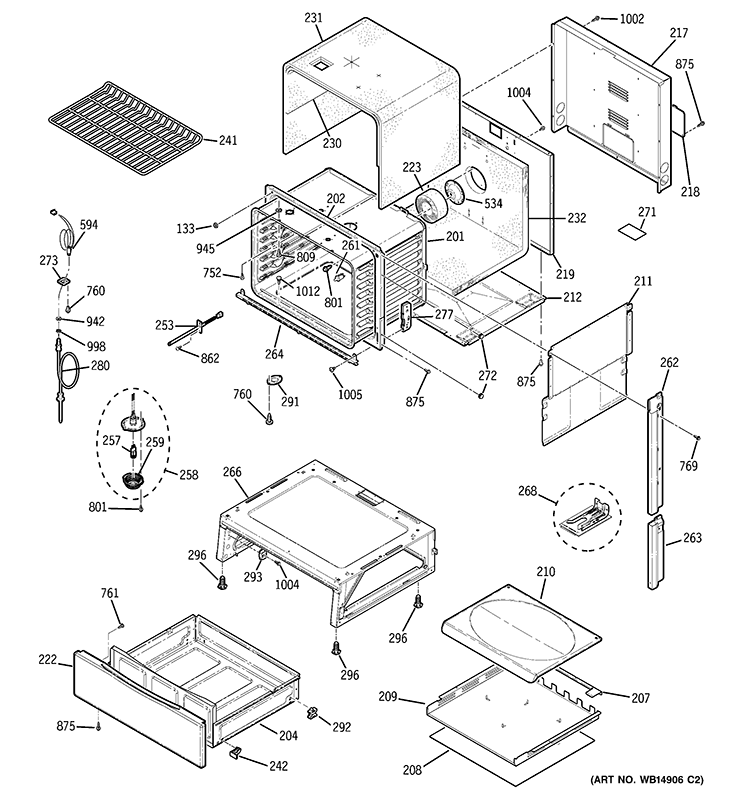 BODY PARTS Diagram and Parts List for PGS975DEP4WW  General Electric Range