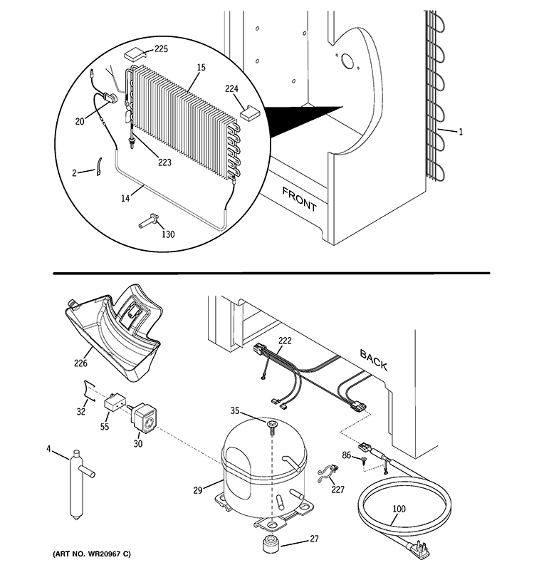 UNIT PARTS Diagram and Parts List for FUF17SVERWW  General Electric Freezer