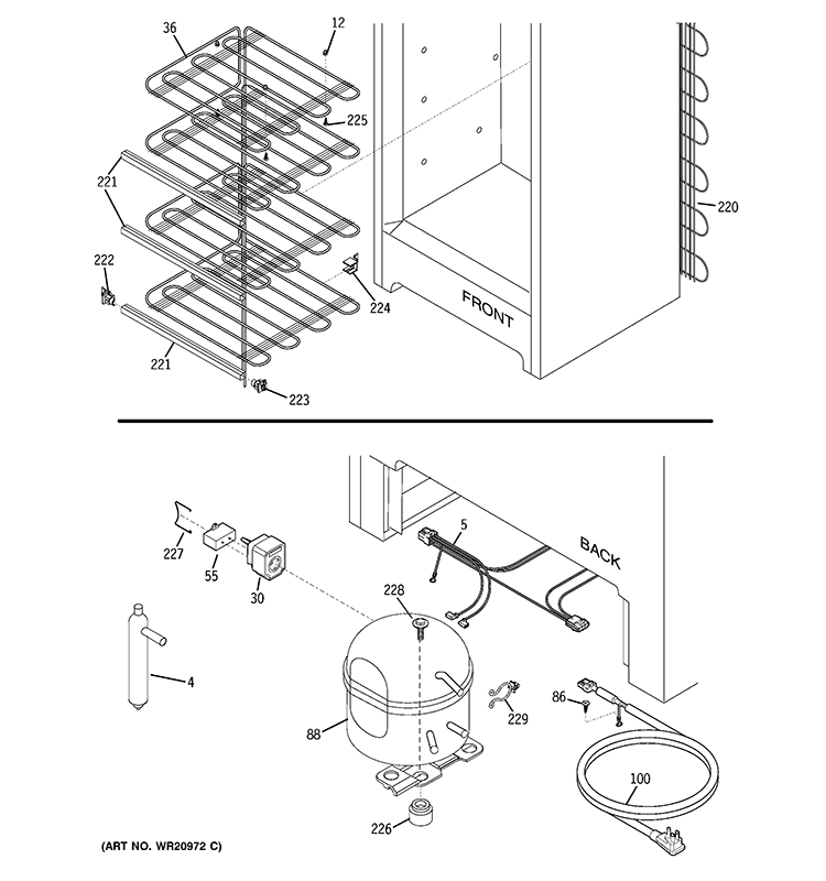 UNIT PARTS Diagram and Parts List for FUM17SVDRWW  General Electric Freezer