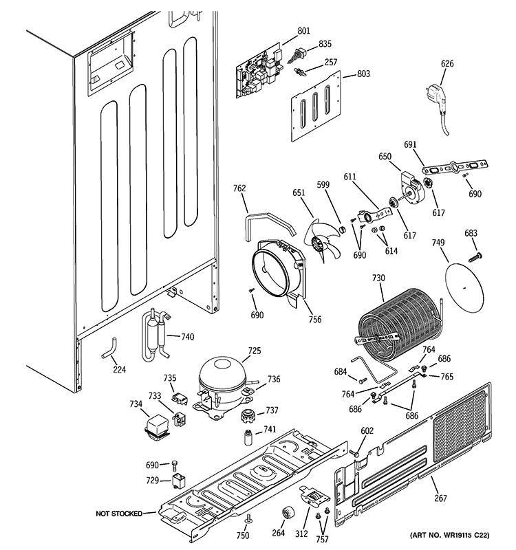 UNIT PARTS Diagram and Parts List for GTY25LBBJRWW  General Electric Refrigerator