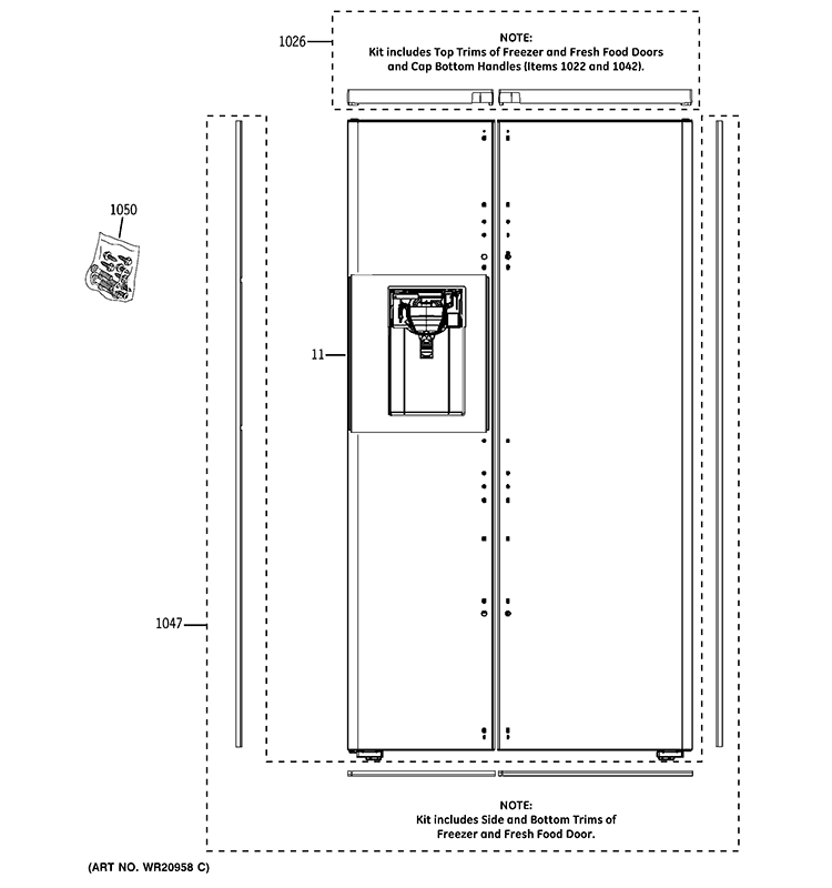 DOOR TRIMS Diagram and Parts List for RCU24KGBBFKB  General Electric Refrigerator