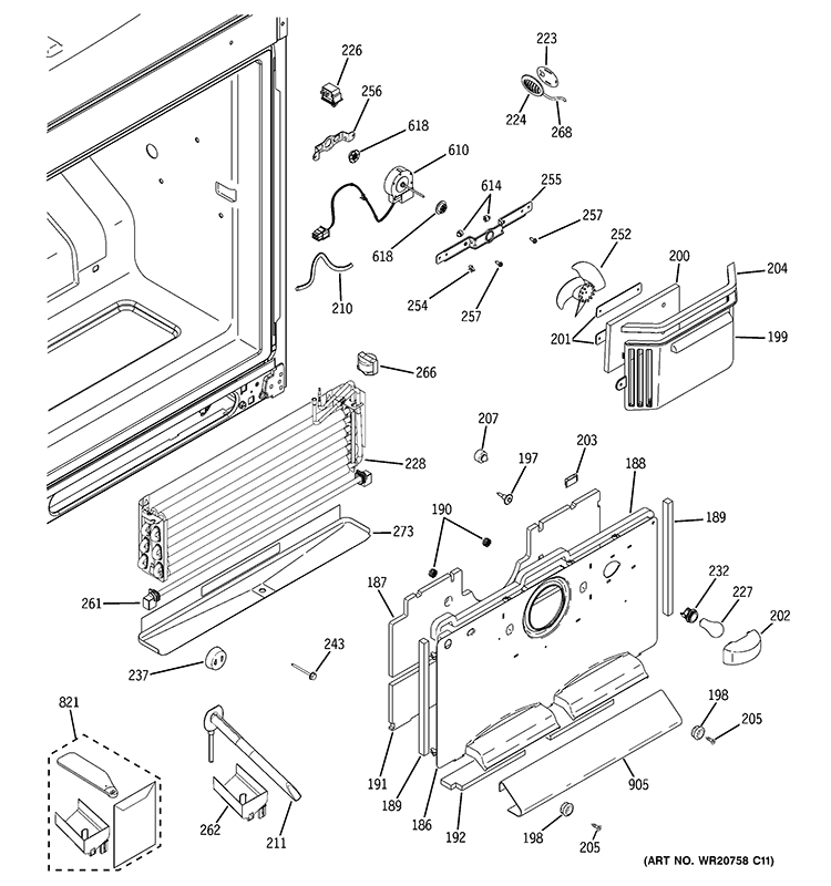 FREEZER SECTION Diagram and Parts List for PDCE1NBZHDSS  General Electric Refrigerator