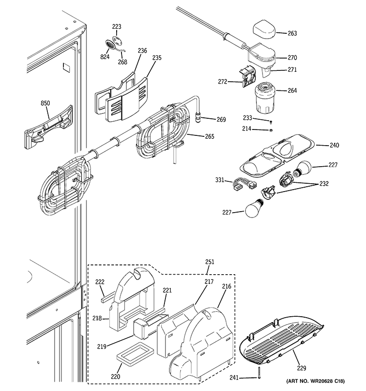 FRESH FOOD SECTION Diagram and Parts List for PFCE1NJZHDSS  General Electric Refrigerator