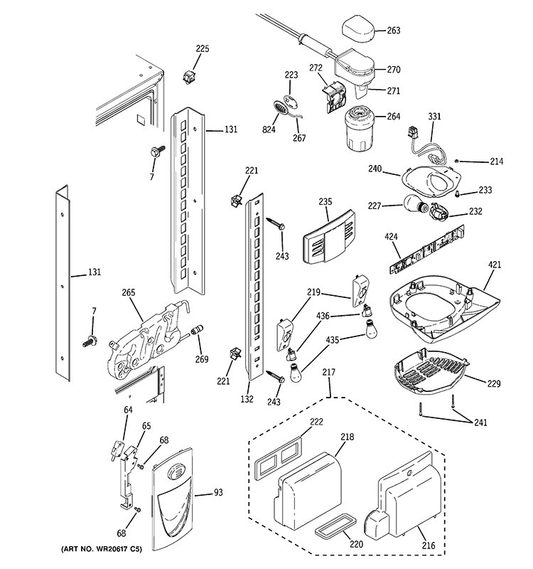 FRESH FOOD SECTION Diagram and Parts List for PFSS2MIYI SS  General Electric Refrigerator