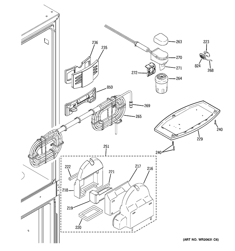 FRESH FOOD SECTION Diagram and Parts List for PGCS1PJZHSS  General Electric Refrigerator