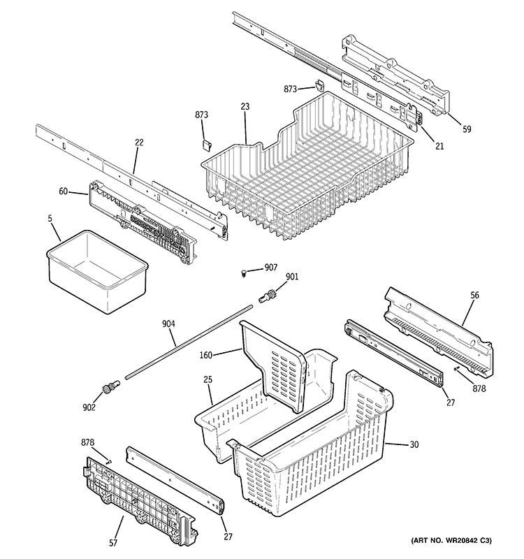 FREEZER SHELVES Diagram and Parts List for PGCS1RKZHSS  General Electric Refrigerator