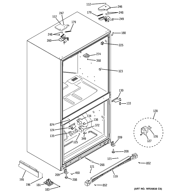 CASE PARTS Diagram and Parts List for PGSS5RKZHSS  General Electric Refrigerator
