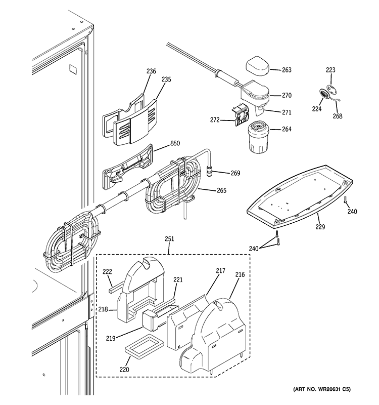 FRESH FOOD SECTION Diagram and Parts List for PFCS1PJZH SS  General Electric Refrigerator