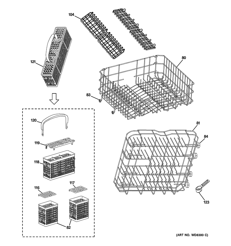 RACK ASSEMBLIES Diagram and Parts List for GHDA690P04WW  General Electric Dishwasher
