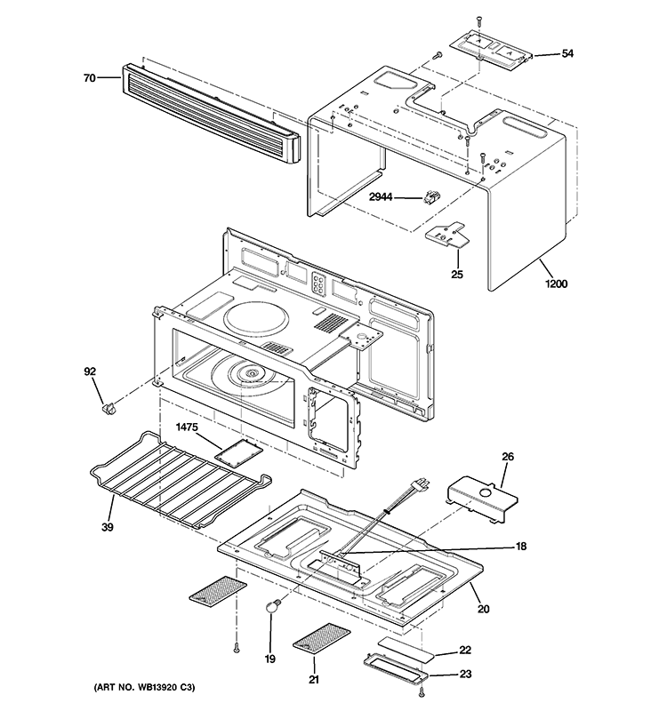 OVEN CAVITY PARTS Diagram and Parts List for JNM1541SM6SS  General Electric Microwave
