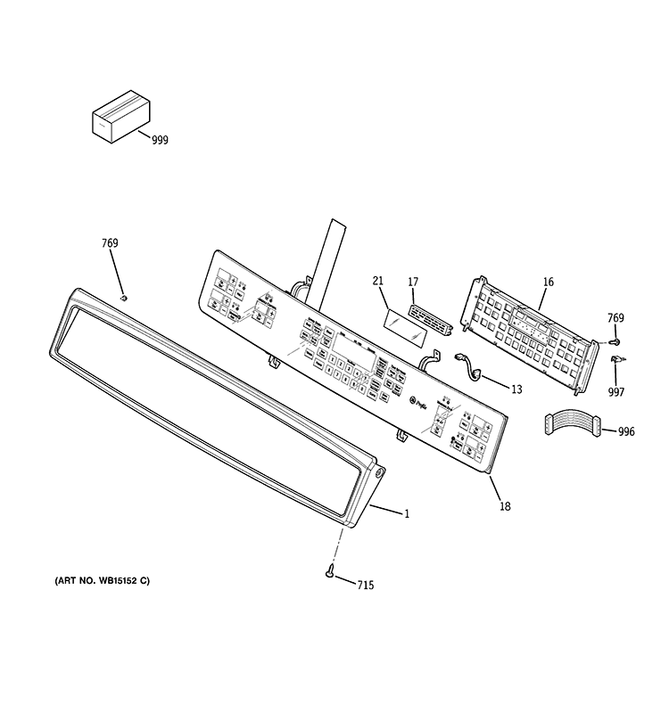 CONTROL PANEL Diagram and Parts List for PHS925ST2SS  General Electric Wall Oven