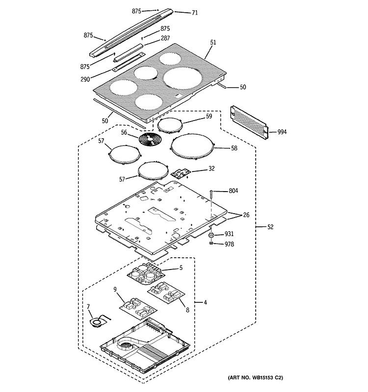 COOKTOP Diagram and Parts List for PHS925ST2SS  General Electric Wall Oven